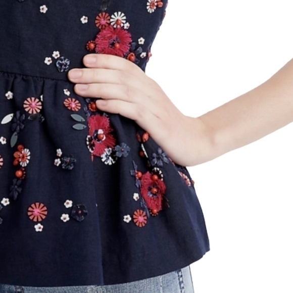 J.Crew Hand-Embellished Peplum Top in Cotton Linen - Picture 5 of 5